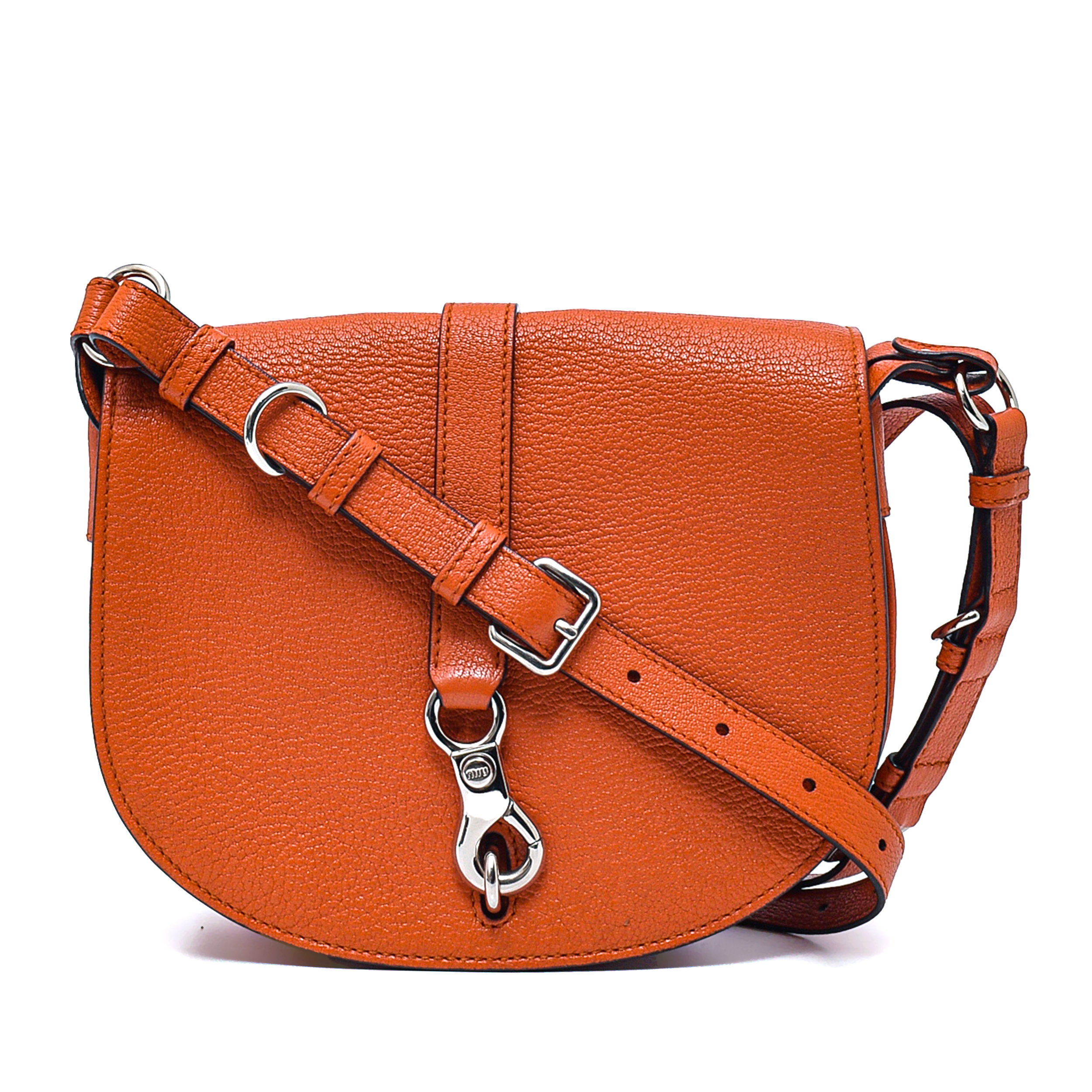 Miu Miu - Orange Leather Madras Crossbody Bag